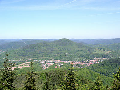 Blick vom Rehberg auf Annweiler und Trifels