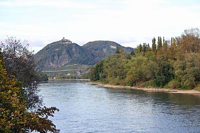 Rheininsel Nonnenwerth mit Blick auf den Drachenfels